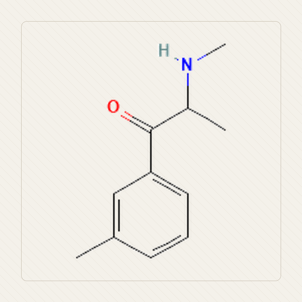 3-MMC 3-metylometkatynon, educational illustration of the molecular structure
