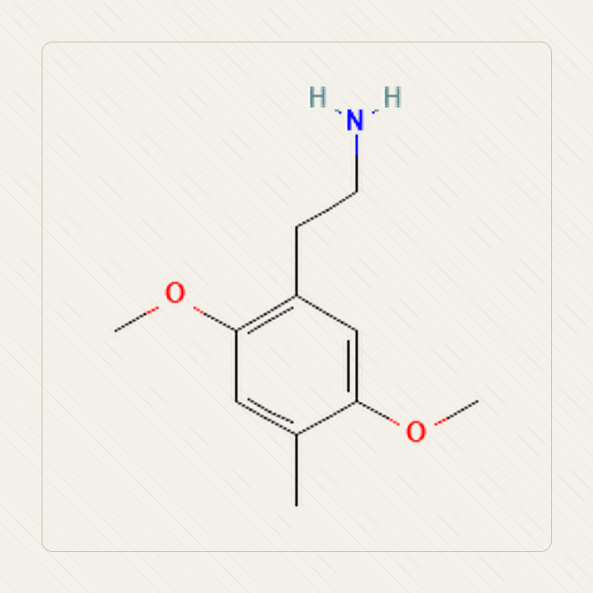 2C-D, educational illustration of the molecule pattern