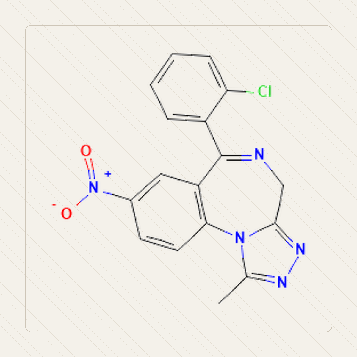 Clonazolam, educational illustration of the molecule formula